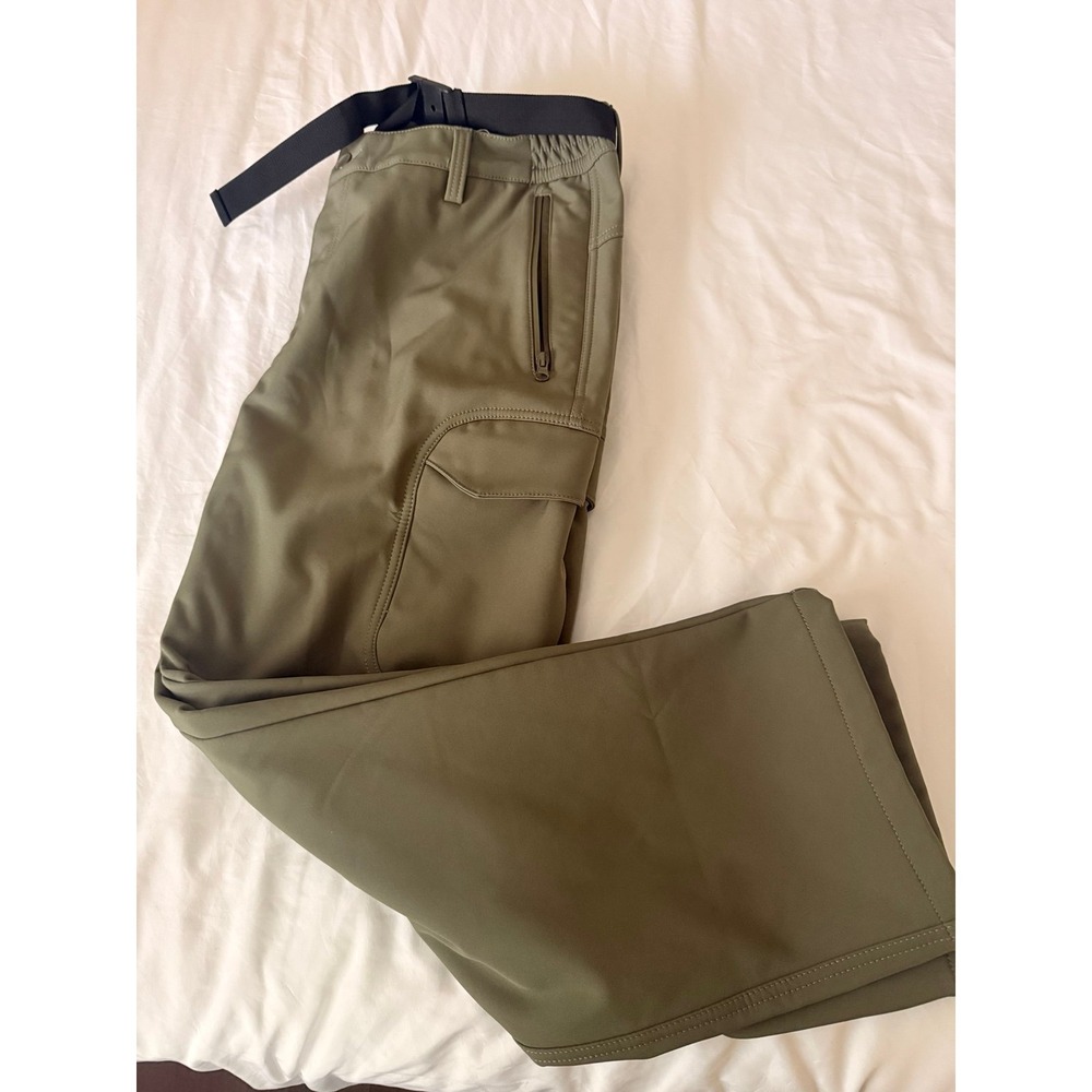 FREE SOLDIER‎ Men Outdoor Softshell Fleece Lined Cargo Pants Breathable 40 green